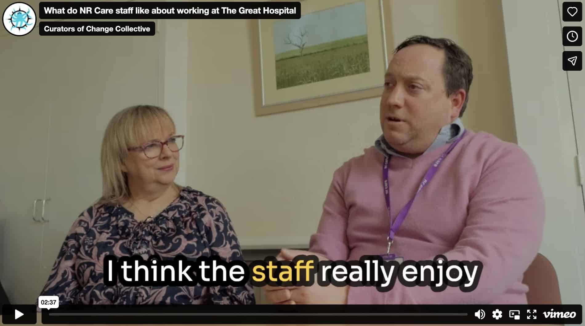 What do NR Care staff like about working at The Great Hospital