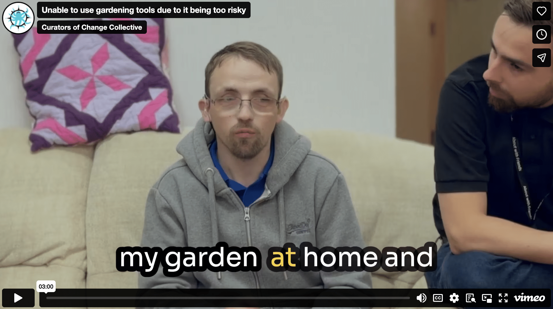 Unable to use gardening tools due to it being too risky