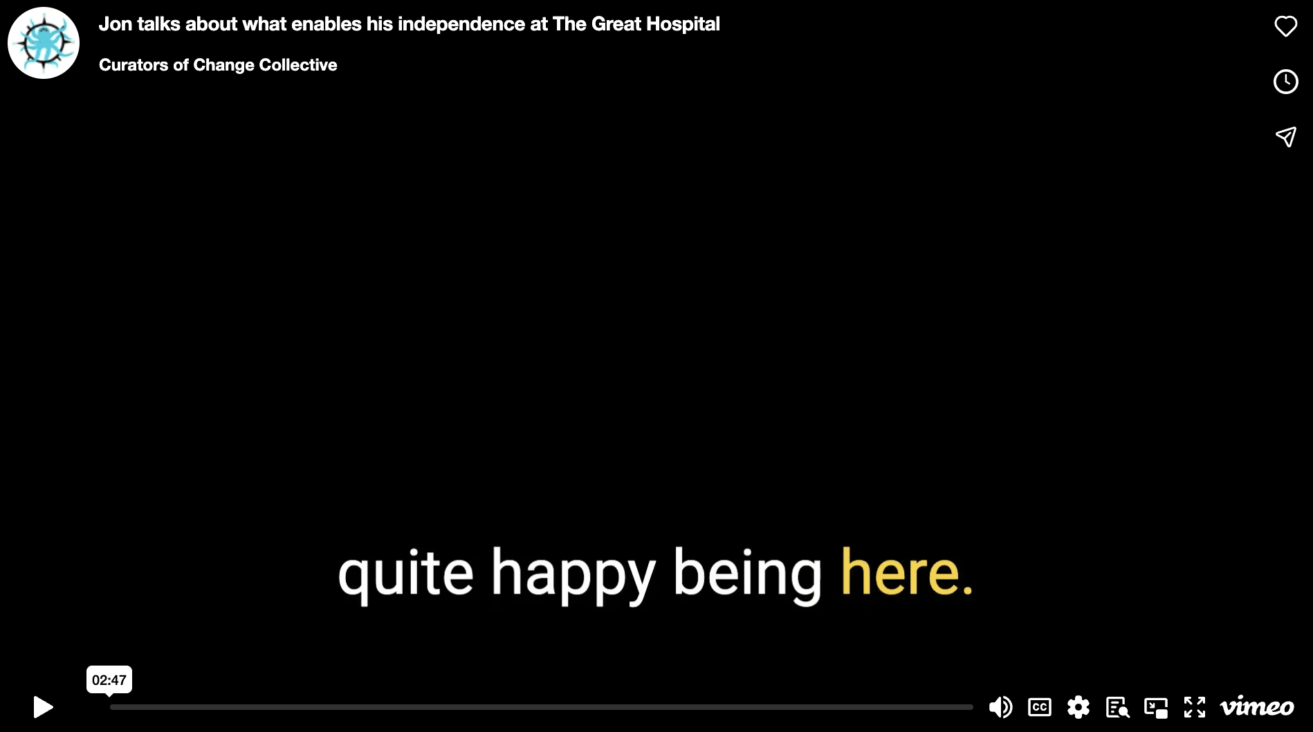 Jon talks about what enables his independence at The Great Hospital